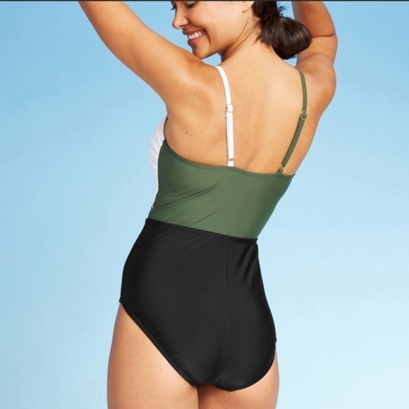 Kona‎ Sol Swimsuit One Piece Colorblock size Small green black white - Picture 2 of 5